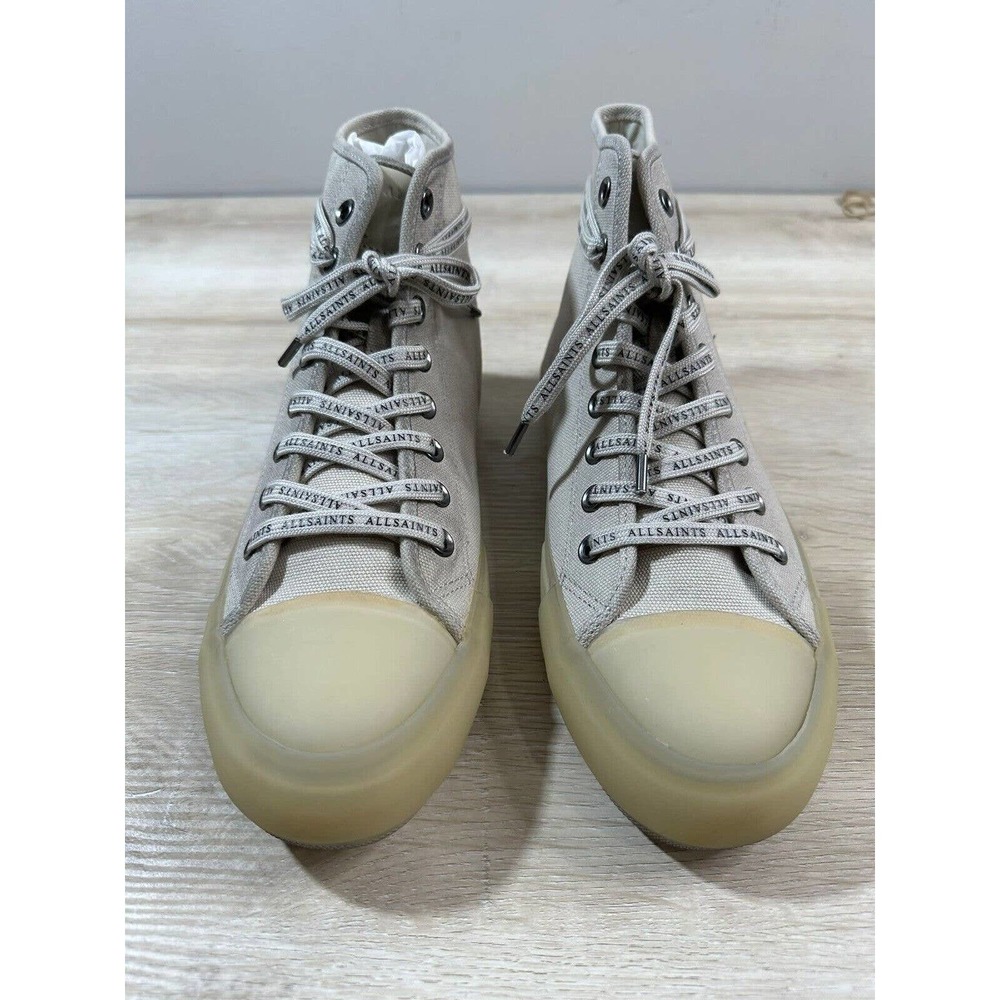 AllSaints Mens 9M White High Top Canvas Sneaker Chalk White Jaxon High Canvas
